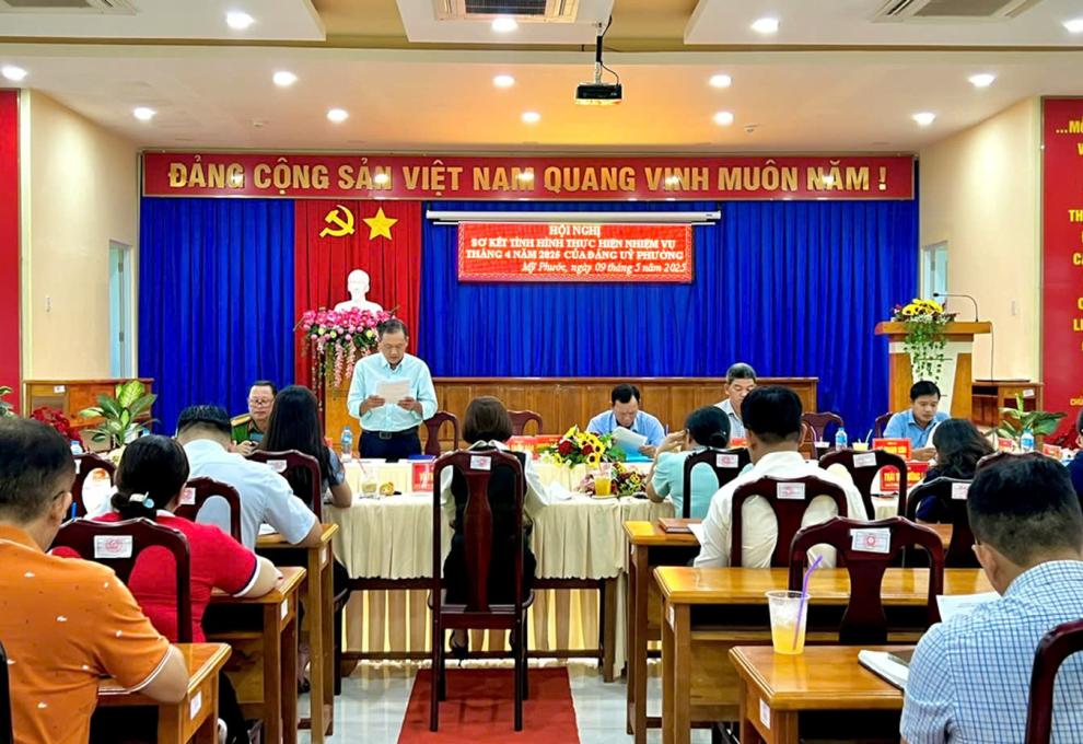 HỘI NGHỊ SƠ KẾT THÁNG 4 ĐẢNG ỦY PHƯỜNG MỸ PHƯỚC